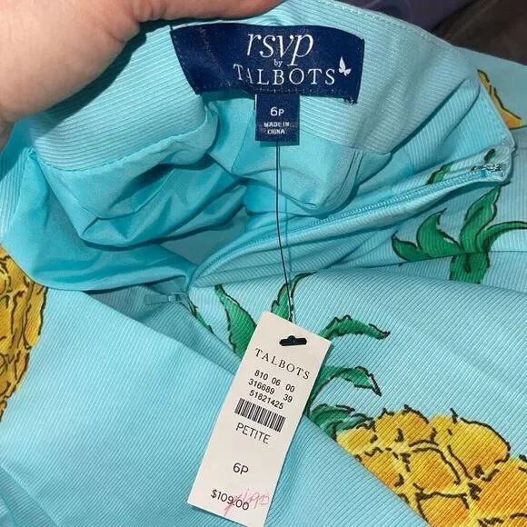 Talbots Skirt Turquoise blue Pineapple Skirt - Picture 7 of 8
